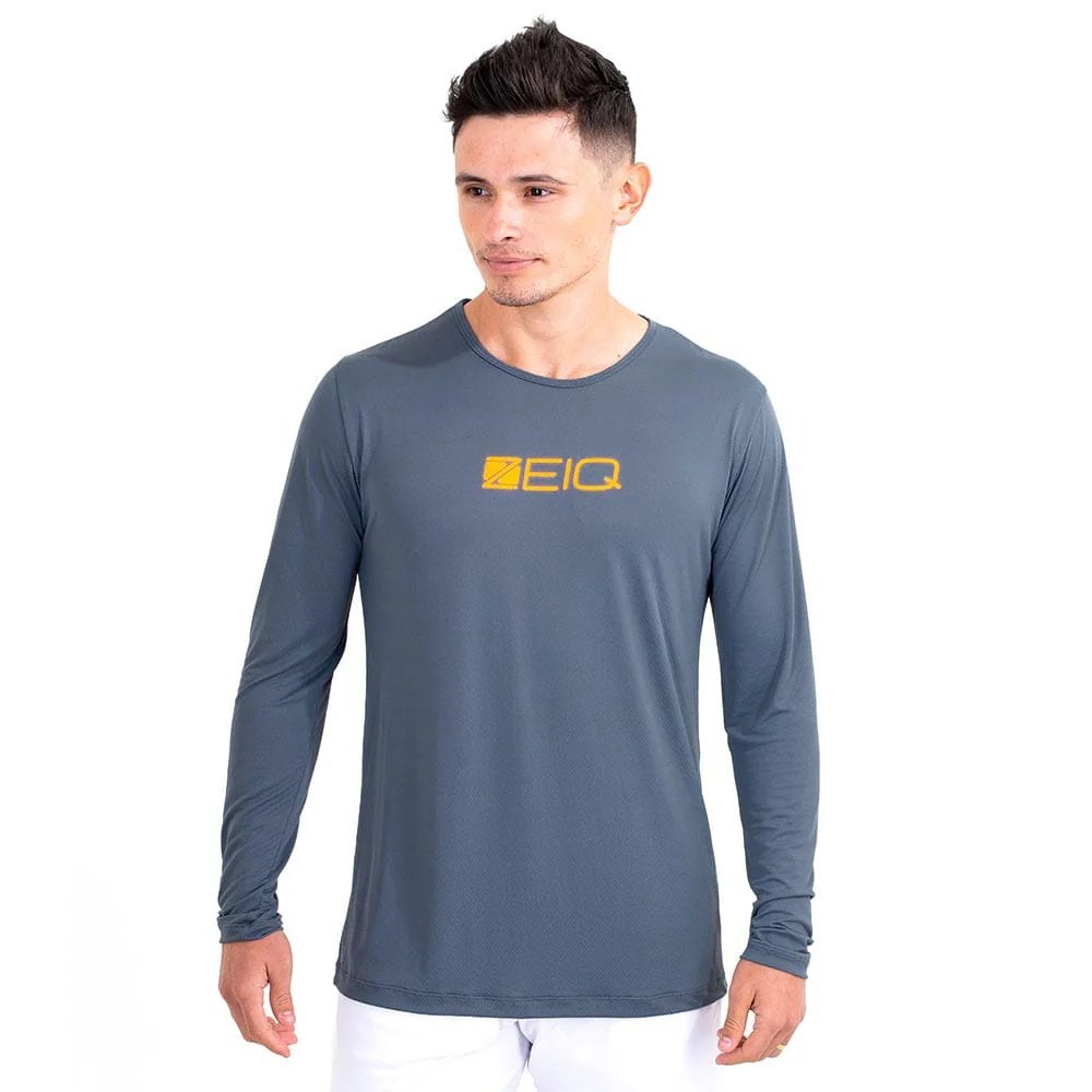 Camiseta Zeiq Masc Manga Longa Cinza Laranja