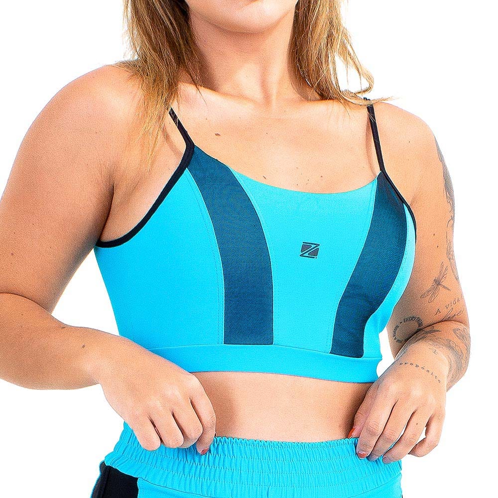 Top Alça Zeiq Azul e Preto